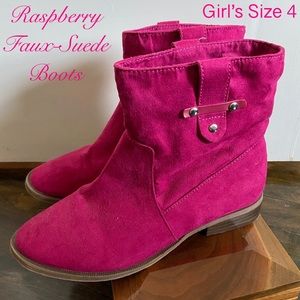 14th&Union Girls Raspberry Faux Suede Boots Pink 4